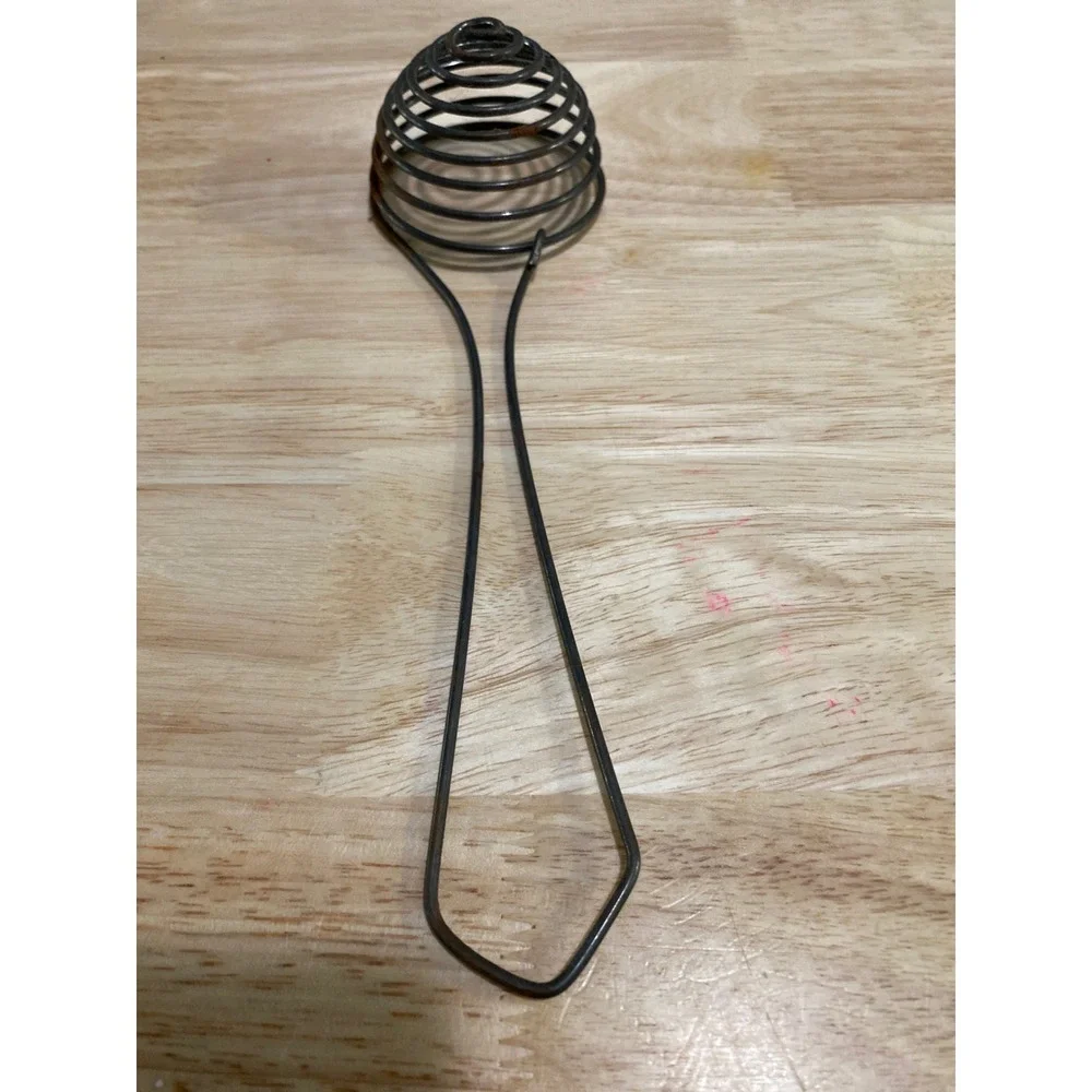 Vintage Spiral Wire Egg Whisk Primitive Beehive Spring Kitchen Tool Rustic Decor